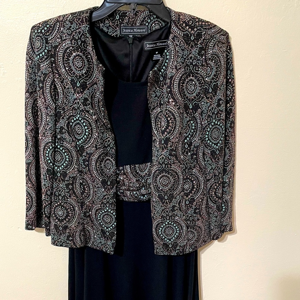 Black dress with coat party dress Jessica Howard